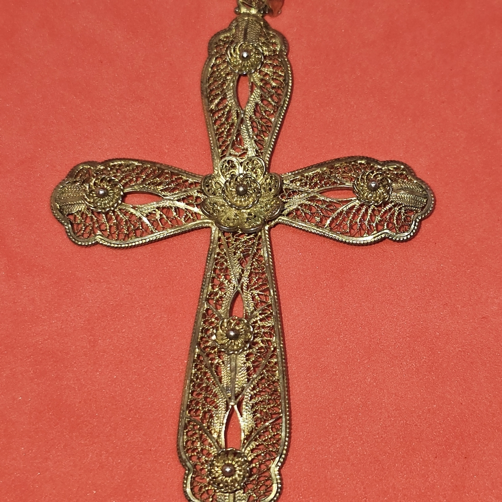 Van Lou sterling filigree cross